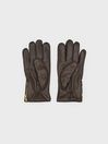 Reiss Chocolate Iowa Leather Gloves
