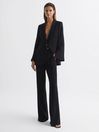 Reiss Black Maia Single Breasted Split Sleeve Tailored Fit Blazer