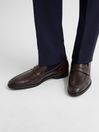 Reiss Brown Grafton Leather Saddle Loafers
