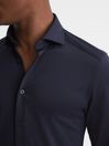 Reiss Navy Nate Cutaway Collar Jersey Slim Fit Shirt