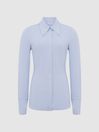 Reiss Blue Billie Long Sleeve Jersey Shirt
