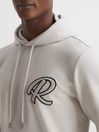 Reiss Off White Fabien R Logo Loungewear Hoodie