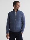 Reiss Airforce Blue Flintoff Quilted Hybrid Jacket