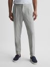 Reiss Soft Grey Brighton Pleat Front Relaxed Trousers