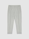 Reiss Soft Grey Brighton Pleat Front Relaxed Trousers