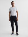 Reiss Navy Brighton Pleat Front Relaxed Trousers