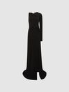 Reiss Black Catalina Cut Out Hardware Detail Jersey Maxi Dress