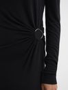 Reiss Black Catalina Cut Out Hardware Detail Jersey Maxi Dress