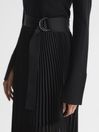 Reiss Black Anya Pleated Midi Skirt
