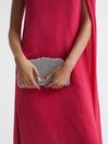 Reiss Silver Adaline Embellished Clutch Bag