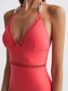 Reiss Coral Ray Halter Swimsuit