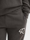 Reiss Olive Toby Garment Dyed Logo Joggers
