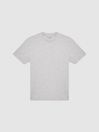 Reiss Grey Melange Cooper Textured Cotton Blend Crew Neck T-Shirt