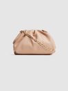 Reiss Blush Elsa Nappa Leather Clutch Bag