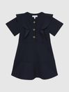 Reiss Navy Fearne Junior Ruffle Sleeve Button Dress