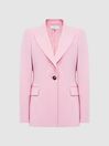 Reiss Pink Blair Petite Single Breasted Wool Blend Blazer