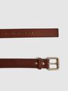 Reiss Tan Grayson Leather Rivet Belt