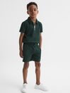 Reiss Emerald Robin Junior Slim Fit Textured Drawstring Shorts