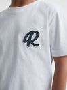 Reiss White Jude Senior Logo Crew Neck T-Shirt
