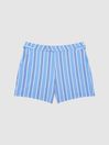 Reiss Soft Blue Palm Striped Swim Shorts