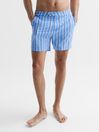 Reiss Soft Blue Palm Striped Swim Shorts