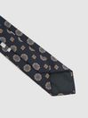 Reiss Navy Imperio Medallion Printed Silk Tie