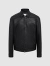 Reiss Black Roland Zip Through Leather Jacket