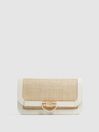 Reiss Natural/Off White Lexi Small Raffia Clutch Bag