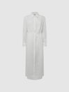 Reiss White Keava Collared Front Slip Midi Dress
