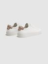 Reiss White/Animal Print Finley Lace Up Leather Trainers