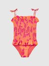Reiss Orange Print Nelli Junior Floral Swimsuit