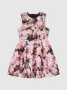 Reiss Pink Print Emily Junior Scuba Floral Printed Dress