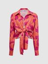 Reiss Pink/Orange Corrine Tie Front Shirt