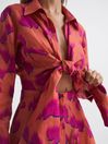Reiss Pink/Orange Corrine Tie Front Shirt