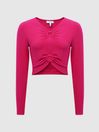 Reiss Pink Hannah Ring Front Crop Top