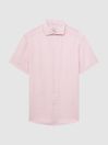 Reiss Soft Pink Holiday Slim Fit Linen Button-Through Shirt