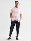 Reiss Soft Pink Holiday Slim Fit Linen Button-Through Shirt