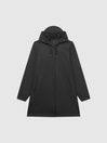 Reiss Black Rains Hooded A-line Jacket