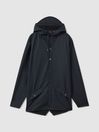 Reiss Navy Rains Hooded Raincoat Jacket