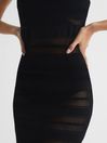 Reiss Black Seraphina Knitted Midi Dress