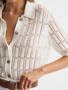 Reiss Ivory Savannah Short Sleeve Crochet Shirt