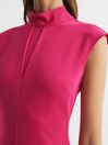Reiss Bright Pink Livvy Petite Open Back Midi Dress