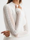 Reiss Ivory Judy Long Sleeve Crochet Jumper
