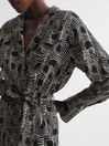 Reiss Cream/Black Georgina Swirl Print Midi Dress