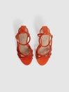 Reiss Bright Orange Eryn Embellished Heeled Sandals