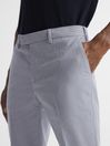 Reiss Soft Blue Pause Slim Fit Puppytooth Chinos