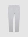 Reiss Light Grey Fold Slim Fit Trousers