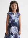 Reiss Blue Keri Junior Floral Printed Scuba Dress