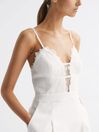 Reiss Ivory Daphine Lace Plunge Neck Playsuit