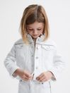 Reiss White Nala Junior Sparkle Stripe Denim Jacket